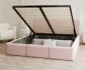 Čalouněná postel FRESIA 200x200 s kovovým zdvižným roštem RŮŽOVÁ TRINITY