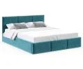 Čalouněná postel FRESIA 200x200 s kovovým zdvižným roštem TYRKYSOVÁ TRINITY