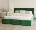Čalouněná postel FRESIA 200x200 s kovovým zdvižným roštem ZELENÁ TRINITY