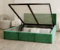 Čalouněná postel FRESIA 200x200 s kovovým zdvižným roštem ZELENÁ TRINITY