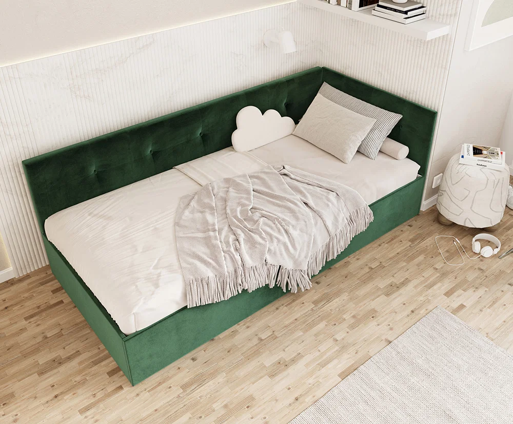 Postel EDDY 2 pro děti a mládež zelená TRINITY 90x200 kovový zdvižný rošt