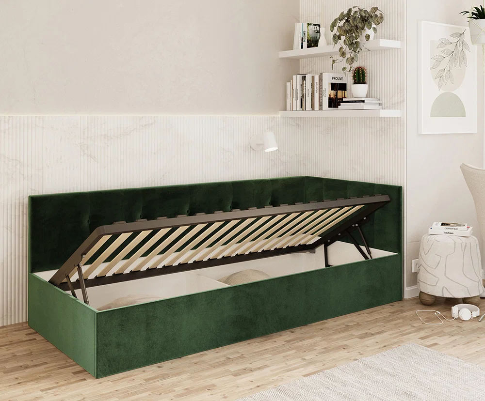 Postel EDDY 2 pro děti a mládež zelená TRINITY 90x200 kovový zdvižný rošt