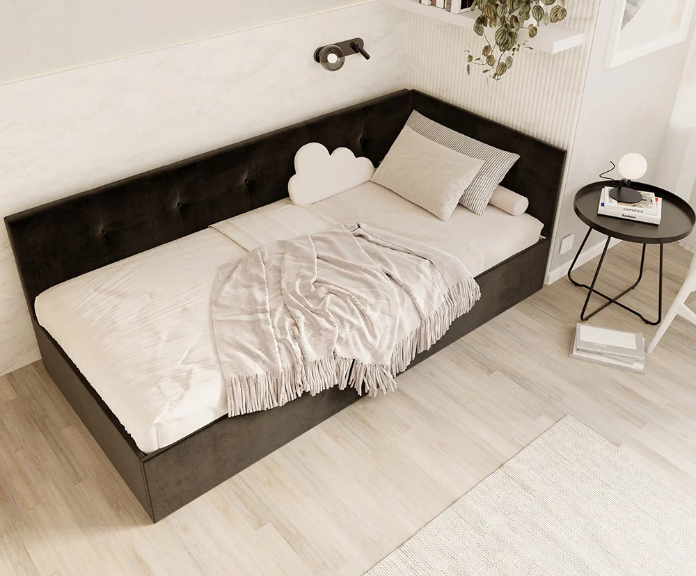 Postel EDDY 2 pro děti a mládež černá TRINITY 90x200 kovový zdvižný rošt
