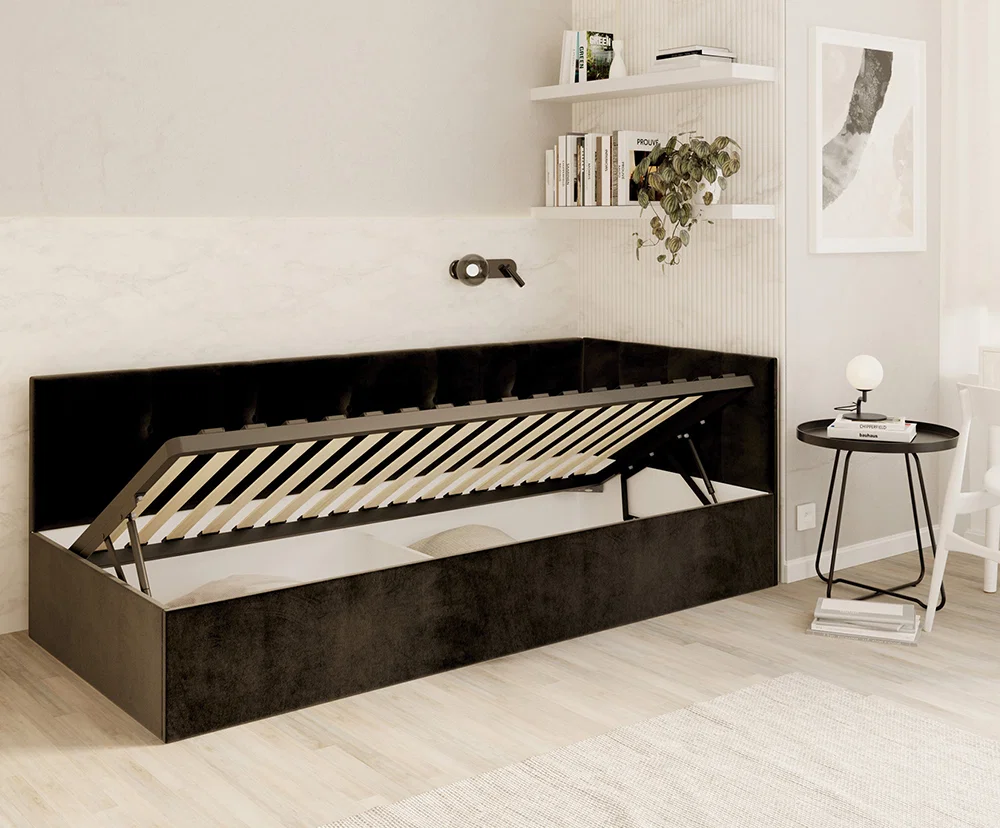 Postel EDDY 2 pro děti a mládež černá TRINITY 90x200 kovový zdvižný rošt