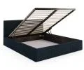 Čalouněná postel FRESIA 180x200cm Tmavě modrá Ottawa s úložným prostorem kovový rošt