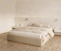 Čalouněná postel ORLANDO 90x200 Béžová Sztruks s úložným prostorem kovový rošt