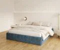 Čalouněná postel ORLANDO 160x200 Modrá Sztruks s úložným prostorem kovový rošt