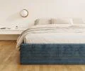 Čalouněná postel ORLANDO 180x200 Modrá Sztruks s úložným prostorem kovový rošt