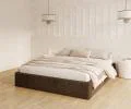 Čalouněná postel ORLANDO 160x200 Hnědá Sztruks s úložným prostorem kovový rošt