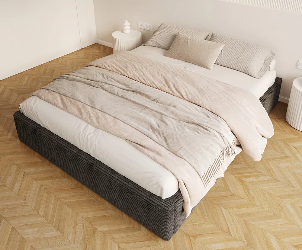 Čalouněná postel ORLANDO 90x200 Černá Sztruks s úložným prostorem kovový rošt