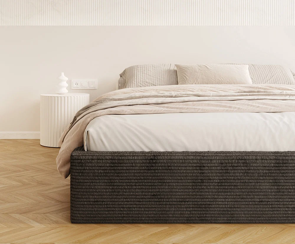 Čalouněná postel ORLANDO 90x200 Černá Sztruks s úložným prostorem kovový rošt