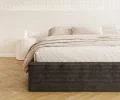 Čalouněná postel ORLANDO 90x200 Černá Sztruks s úložným prostorem kovový rošt
