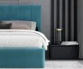 Čalouněná postel JUSTIN 90x200 Tyrkysová Trinity s úložným prostorem kovový rošt