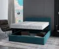 Čalouněná postel JUSTIN 90x200 Tyrkysová Trinity s úložným prostorem kovový rošt