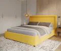 Čalouněná postel NOBILE 90x200 Žlutá Paris s úložným prostorem kovový rošt