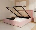 Čalouněná postel NOBILE 140x200 Růžová Paris s úložným prostorem kovový rošt