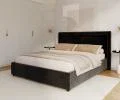 Čalouněná postel NOBILE 180x200 Černá Paris s úložným prostorem kovový rošt