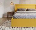Čalouněná postel NOBILE 180x200 Žlutá Paris s úložným prostorem kovový rošt