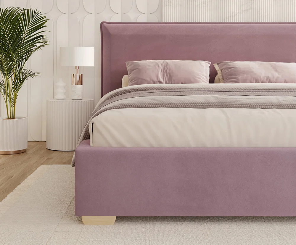 Čalouněná postel PERFETTO 140x200 s kovovým zdvižným roštem FIALOVÁ PARIS