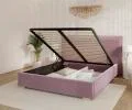 Čalouněná postel PERFETTO 180x200 s kovovým zdvižným roštem FIALOVÁ PARIS
