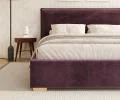 Čalouněná postel PERFETTO 160x200 s kovovým zdvižným roštem TMAVĚ FIALOVÁ PARIS