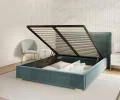 Čalouněná postel PERFETTO 160x200 s kovovým zdvižným roštem MODRÁ PARIS