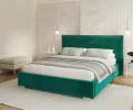 Čalouněná postel PERFETTO 180x200 s kovovým zdvižným roštem TYRKYSOVÁ PARIS