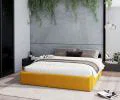 Čalouněná postel ORLANDO 90x200 Žlutá PARIS s úložným prostorem kovový rošt