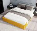 Čalouněná postel ORLANDO 90x200 Žlutá PARIS s úložným prostorem kovový rošt