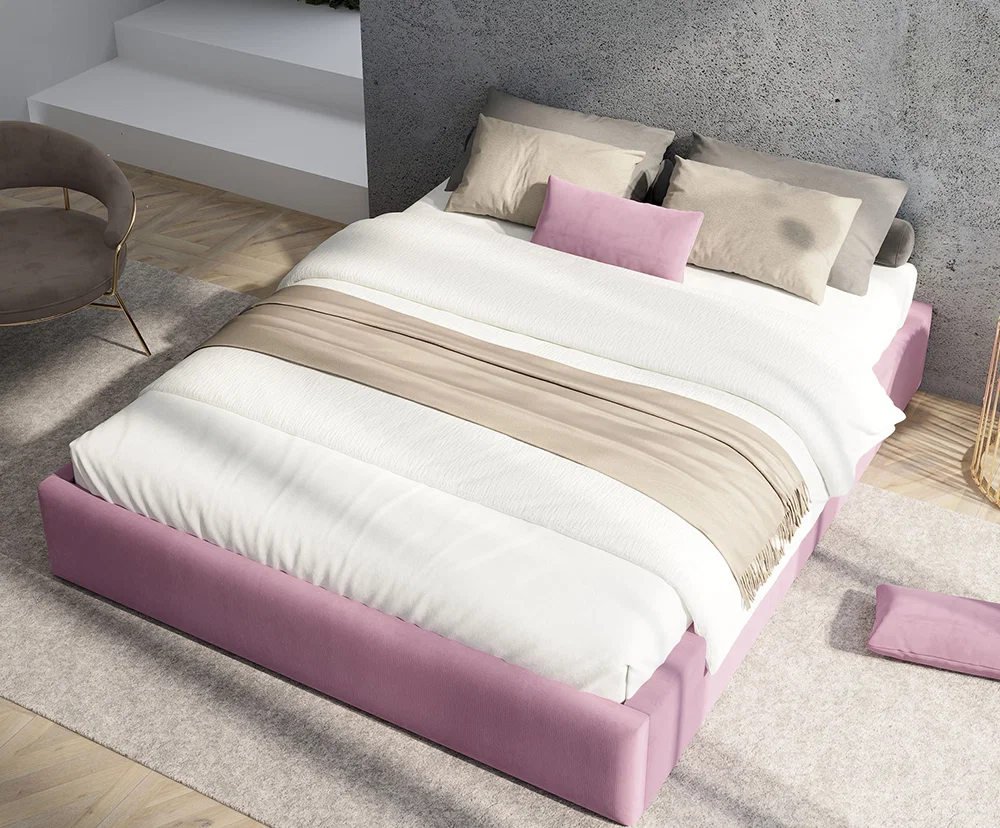 Čalouněná postel ORLANDO 90x200 Fialová PARIS s úložným prostorem kovový rošt