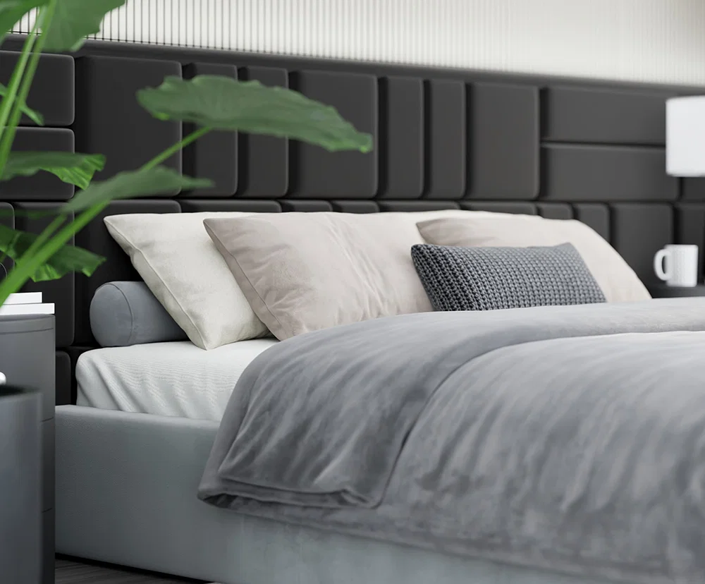 Čalouněná postel ORLANDO 90x200 Světle šedá PARIS s úložným prostorem kovový rošt