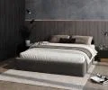 Čalouněná postel ORLANDO 160x200 Tmavě šedá PARIS s úložným prostorem kovový rošt