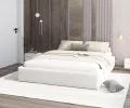 Čalouněná postel ORLANDO 120x200 Bílá TRINITY s úložným prostorem kovový rošt