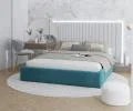 Čalouněná postel ORLANDO 120x200 Tyrkysová TRINITY s úložným prostorem kovový rošt