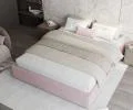 Čalouněná postel ORLANDO 140x200 Růžová TRINITY s úložným prostorem kovový rošt