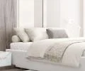 Čalouněná postel ORLANDO 160x200 Bílá TRINITY s úložným prostorem kovový rošt