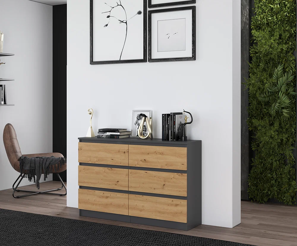 Komoda MALWA M6 120cm ŠEDÁ / ARTISAN matná