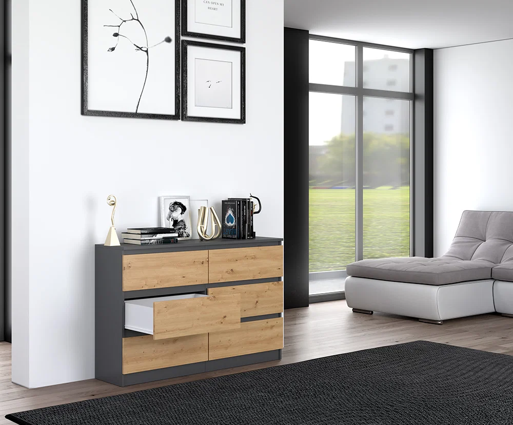 Komoda MALWA M6 120cm ŠEDÁ / ARTISAN matná