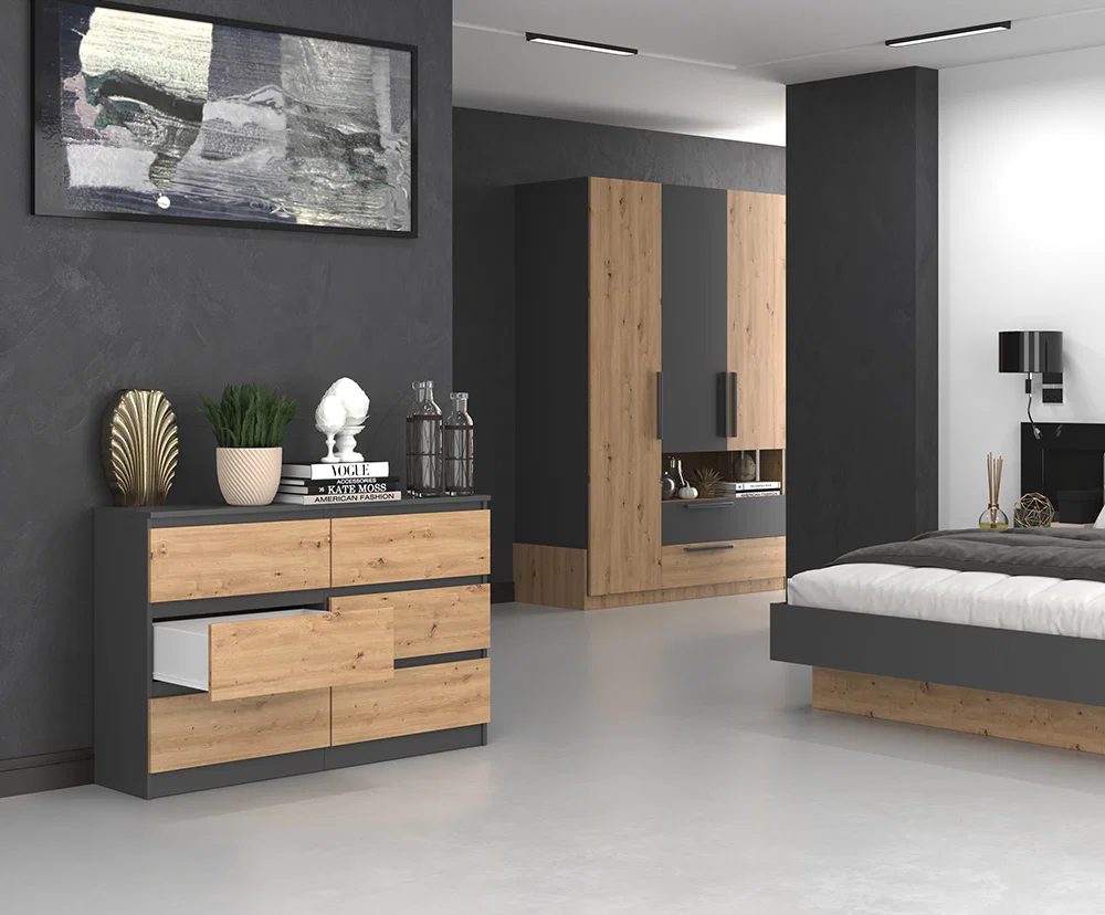 Komoda MALWA M6 120cm ŠEDÁ / ARTISAN matná