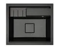 Granitový dřez ELITE 6052 ČERNÝ S TEXTUROU ŽULY + zlatý sifon 60 x 52 x 21,5cm
