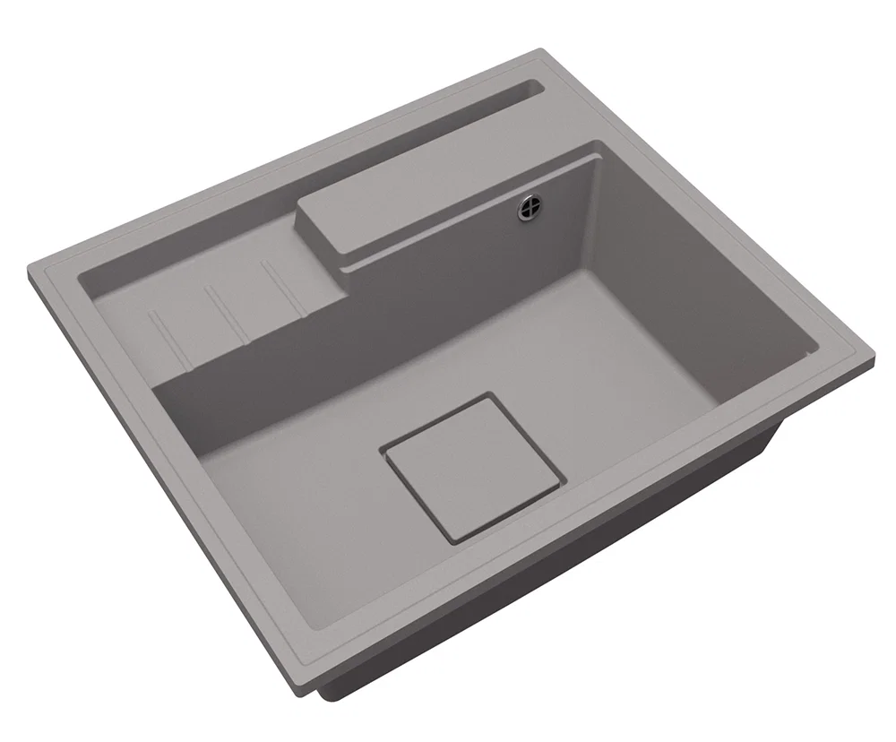 Granitový dřez ELITE 6052 ŠEDÝ + zlatý sifon 60 x 52 x 21,5cm