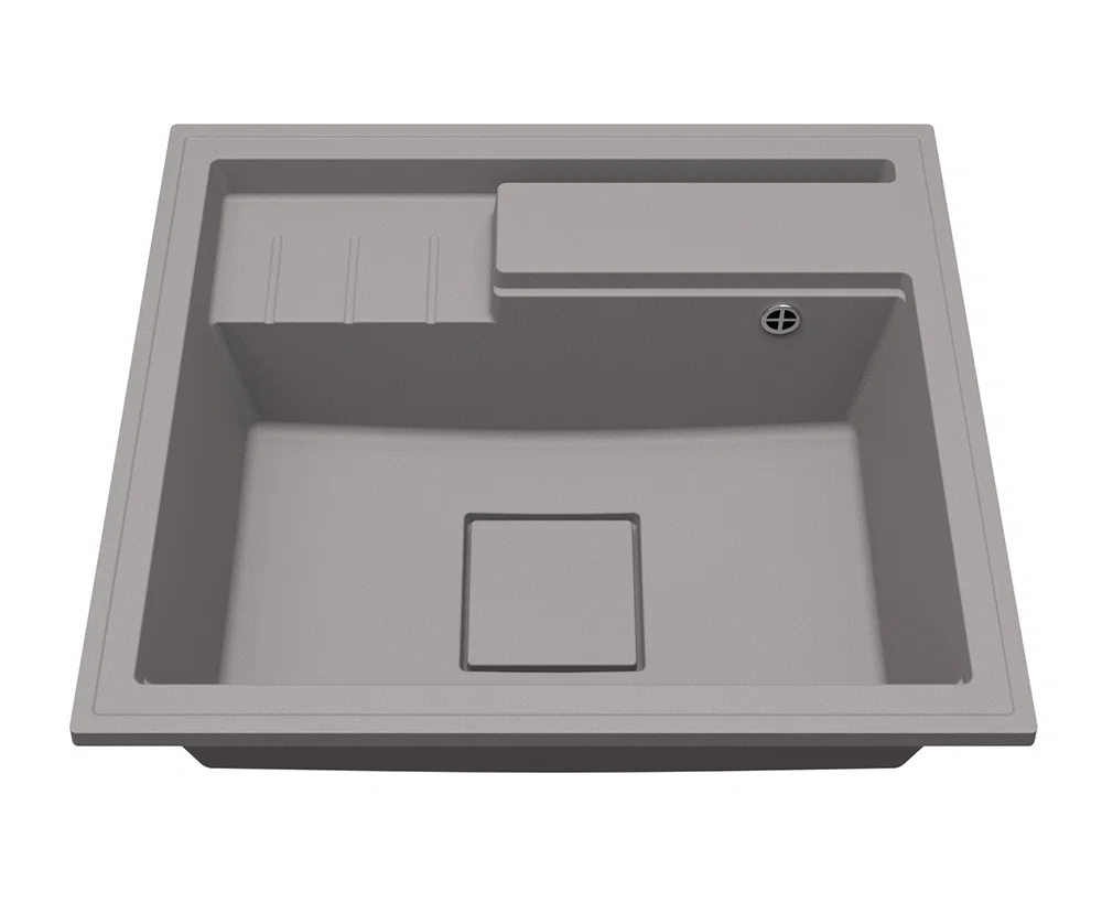 Granitový dřez ELITE 6052 ŠEDÝ + zlatý sifon 60 x 52 x 21,5cm