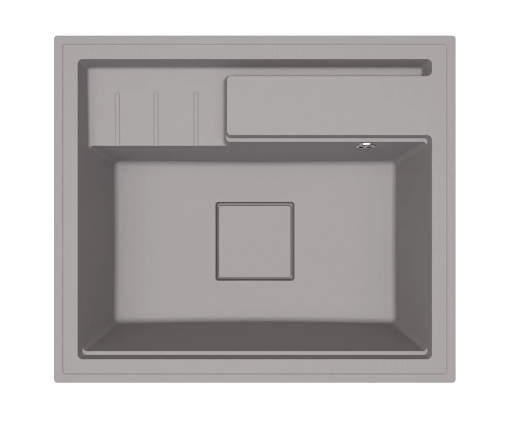 Granitový dřez ELITE 6052 ŠEDÝ + zlatý sifon 60 x 52 x 21,5cm