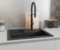 Granitový dřez ELITE 6052 ŠEDÝ + zlatý sifon 60 x 52 x 21,5cm