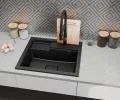 Granitový dřez ELITE 6052 ŠEDÝ + zlatý sifon 60 x 52 x 21,5cm