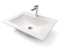 Zápustné granitové umyvadlo PRIMO 61cm, BÍLÁ + černá výpusť