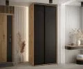 Šatní skříň DAVOS 1 s posuvnými dveřmi 100x235x45 cm DUB Artisan / ČERNÁ, černé