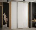 Šatní skříň DAVOS 1 s posuvnými dveřmi 180x235x45 cm DUB Artisan / Bílá, stříbrné