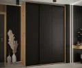 Šatní skříň DAVOS 1 s posuvnými dveřmi 180x235x45 cm DUB Artisan / ČERNÁ, černé