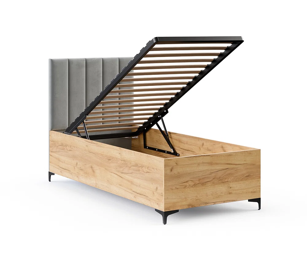 Postel SIERRA 90×200 s kovovým zdvižným roštem TRINITY Dub Craft - Šedá